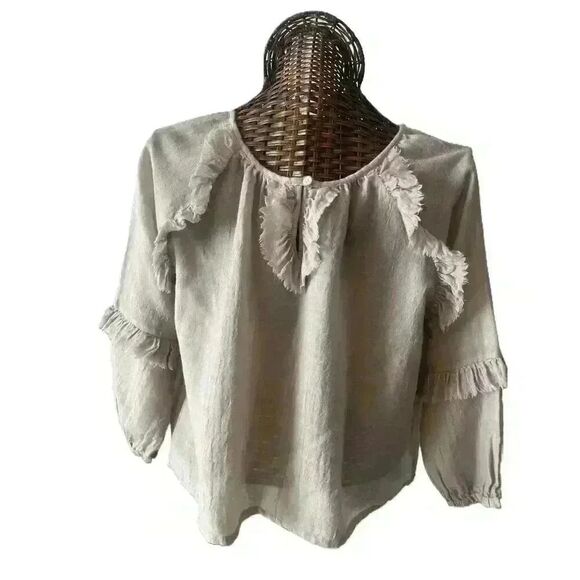 Roberta Roller Rabbit 100% Wool Long Sleeve Peasant Blouse XS costal preppy whim - Picture 4 of 8